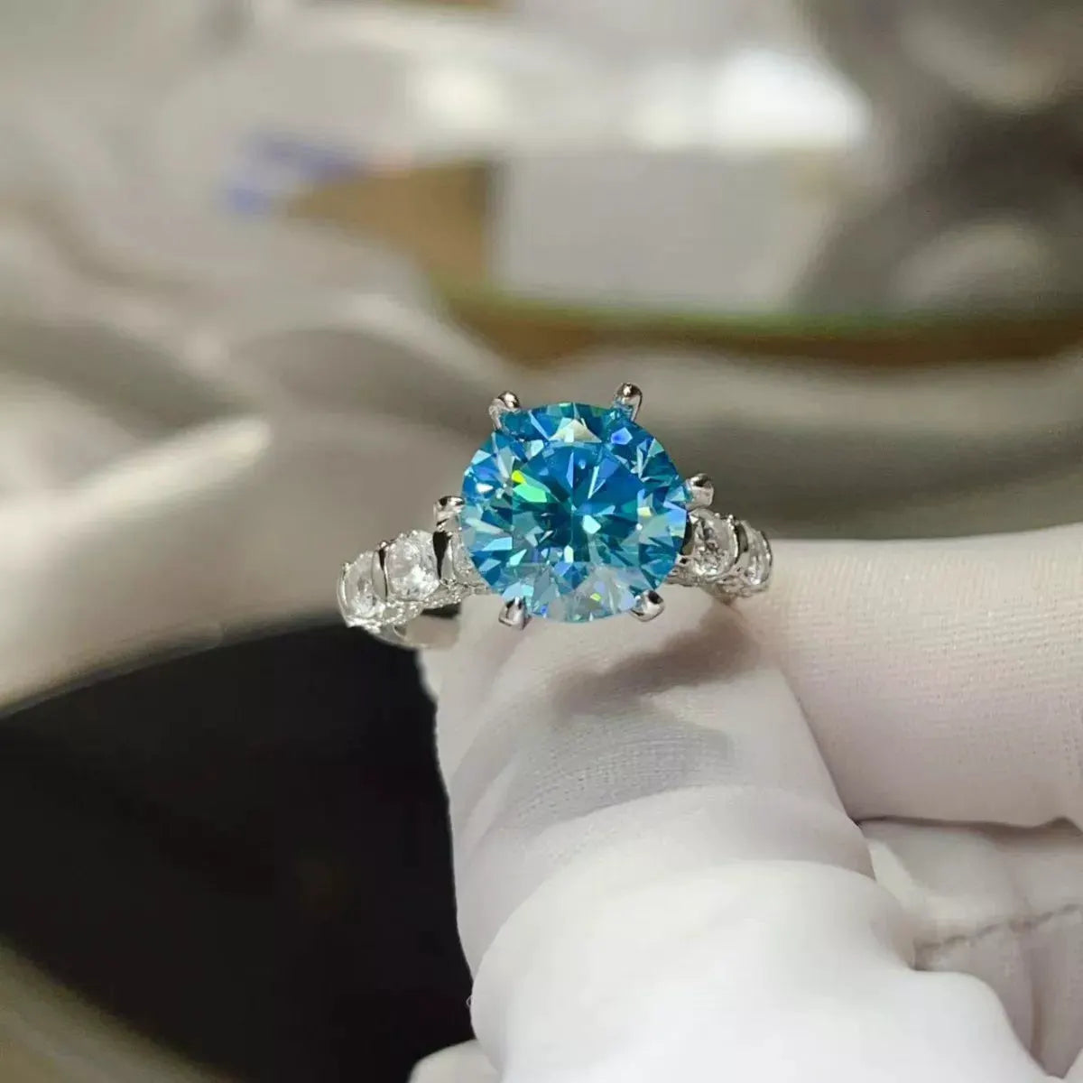 5 Carat Moissanite 6-Prong 925 Sterling Silver Ring by Partner Label