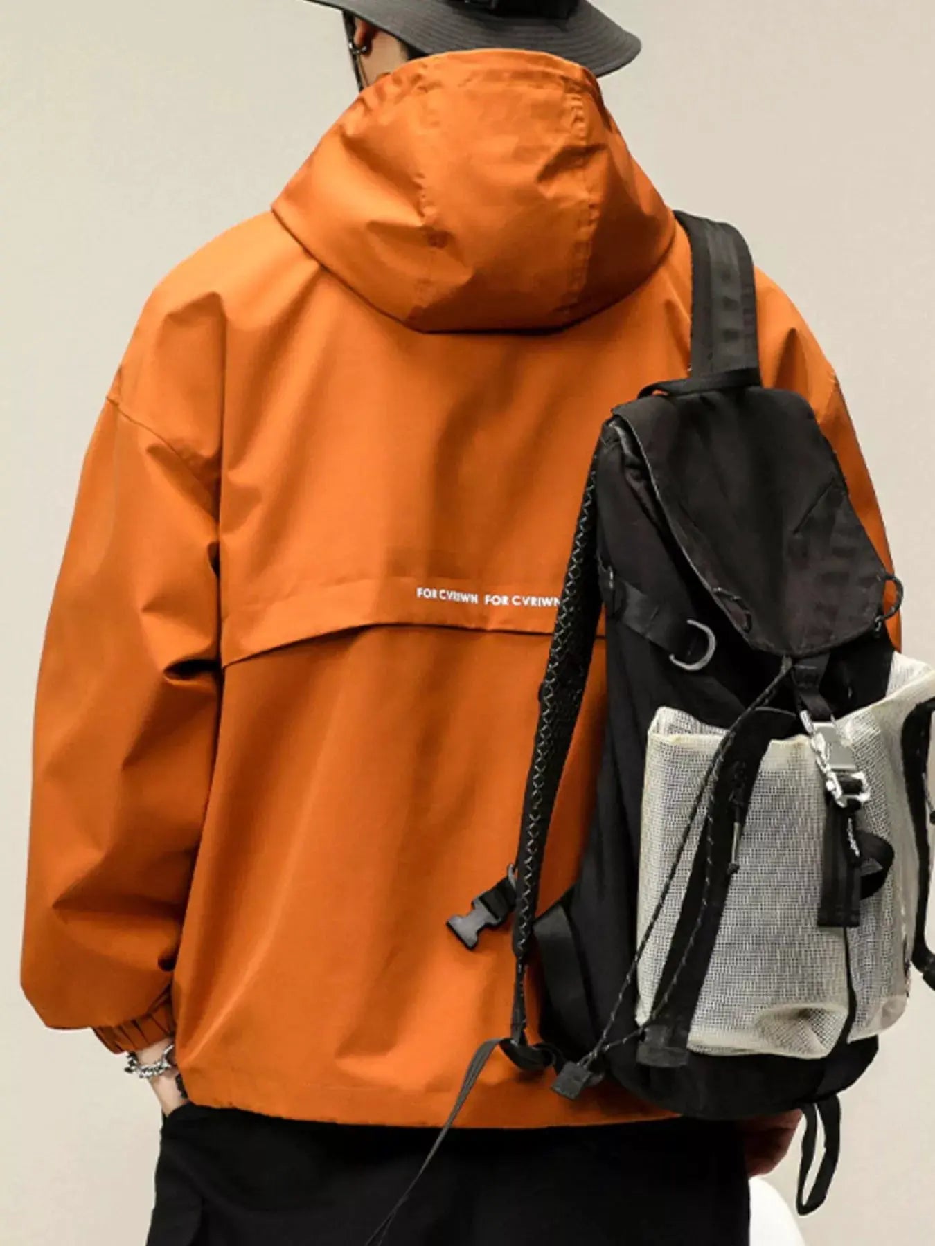 Men's Plus Size Hooded Windbreaker Jacket by Partner Label