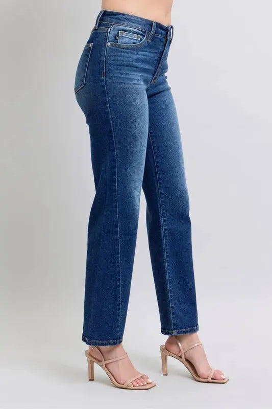 Judy Blue Full Size Side Seam Detail Straight Jeans with Pockets by Judy Blue