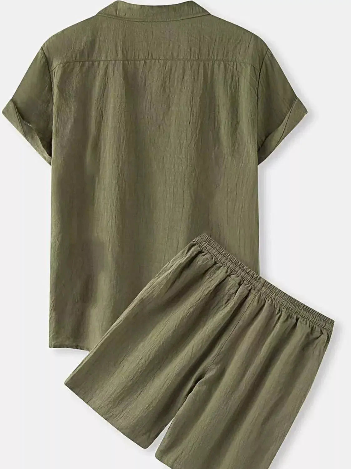 Men's Full Size Button Up Short Sleeve Shirt and Shorts Set Plus Size by Trendsi