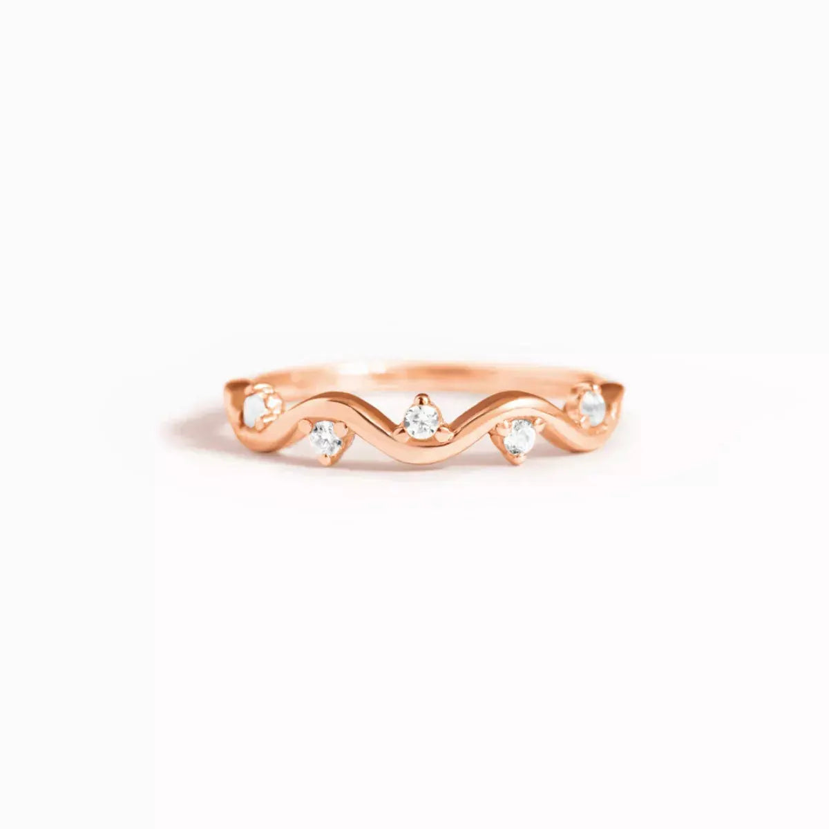 925 Sterling Silver Zircon Wave Ring by Partner Label