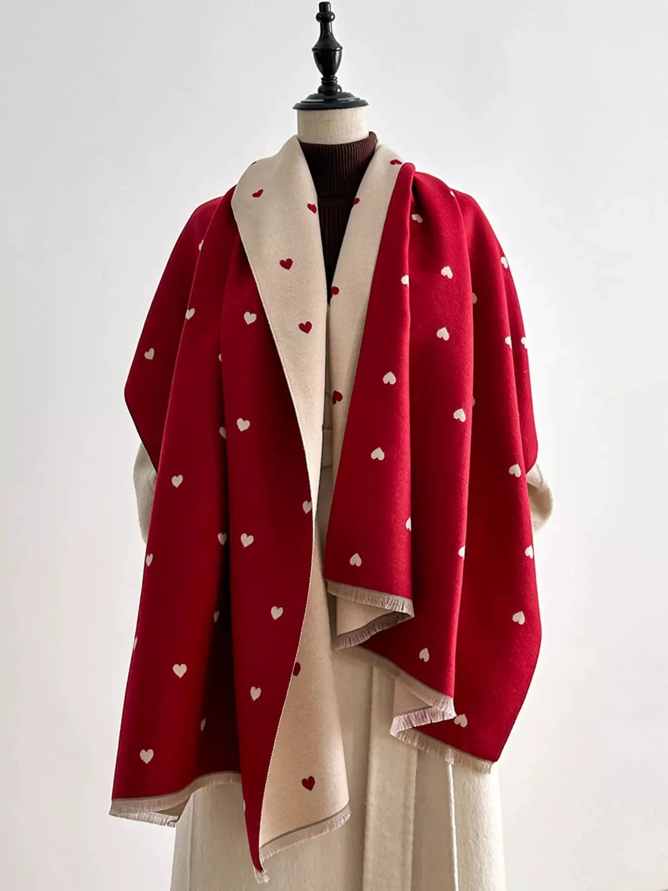 Heart Raw Hem Scarf by Partner Label