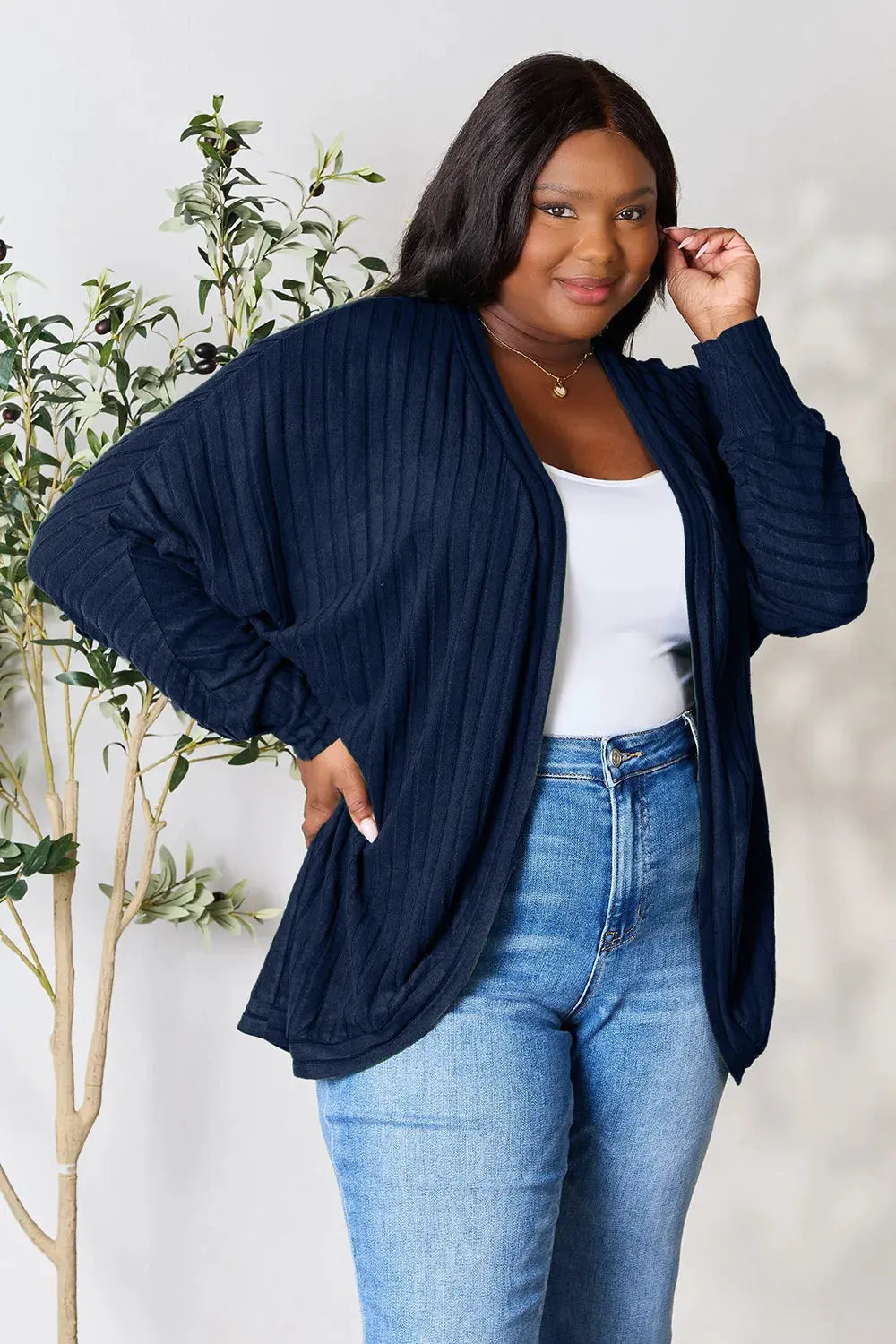 Basic Bae Full Size Ribbed Cocoon Cardigan by Basic Bae