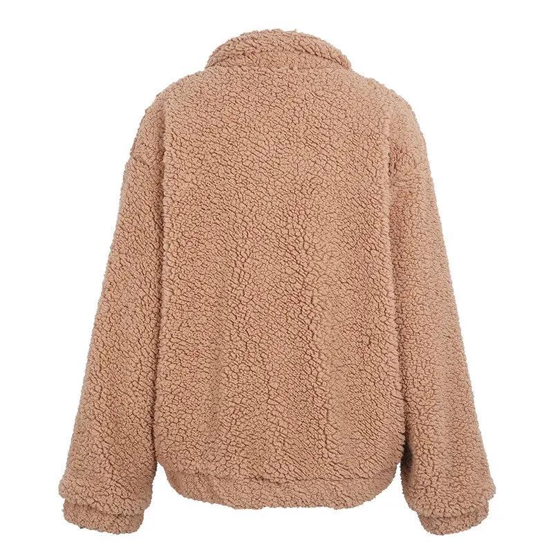 Faux lambswool oversized jacket coat Winter black warm hairly jacket Women autumn outerwear by Maiden-Art