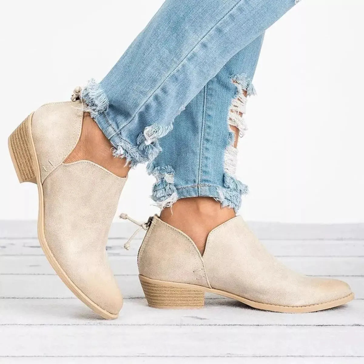 Point Toe Block Heels Boots by Partner Label