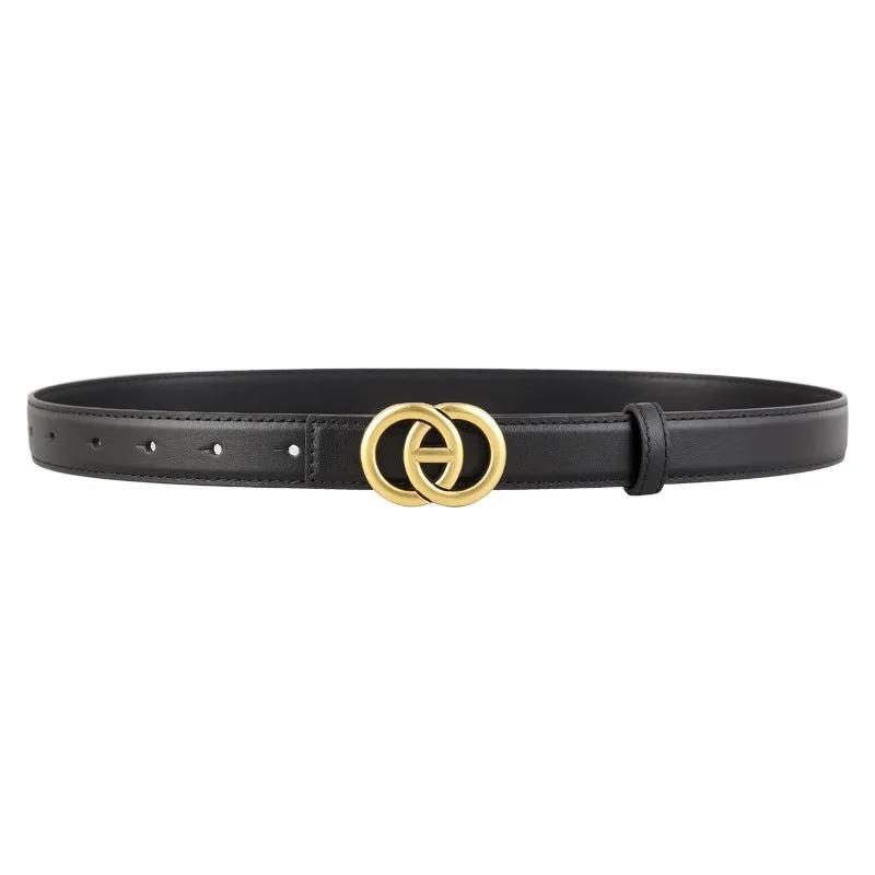 Double Circle Buckle Leather Belt by Trendsi