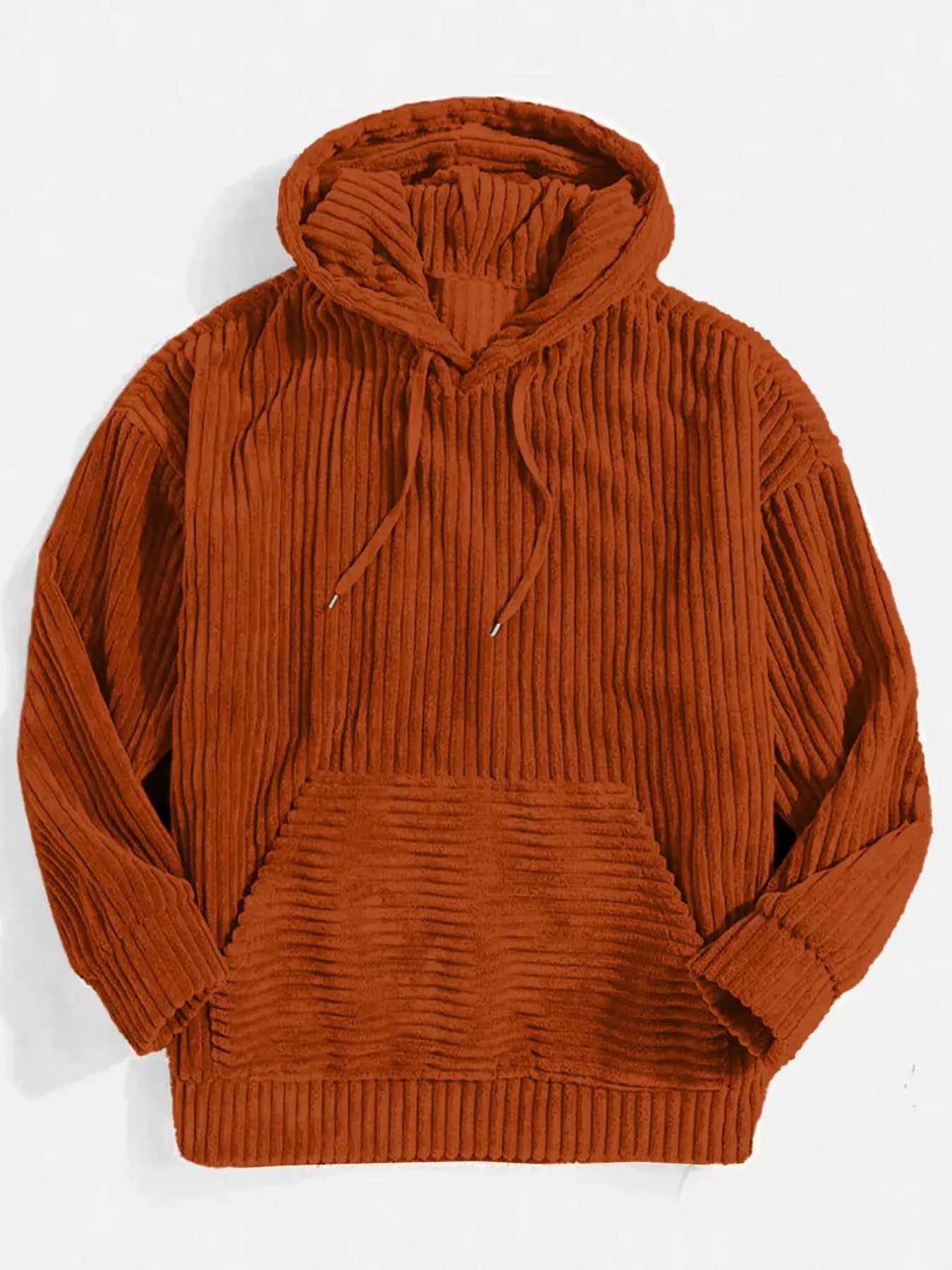Men's Full Size Casual Corduroy Hoodie Plus Size by Trendsi