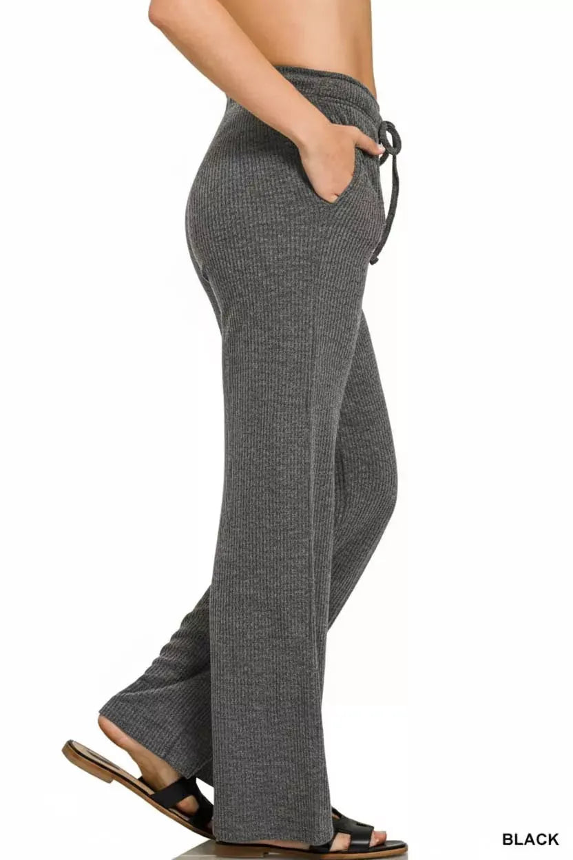 Zenana Ribbed Drawstring Lounge Pants by Zenana