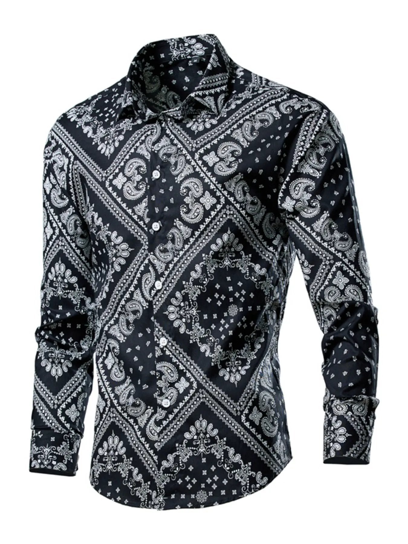Men's Plus Size Tropical Leaf Print Button-Down Shirt by Trendsi