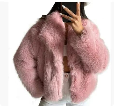 Winter Plush Coat Fashion Warm Thicken Fluffy Lapel Jacket Outwear Casual Long Sleeve Tops Womens Clothing by Maiden-Art