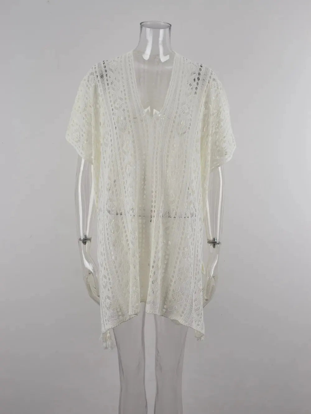 Angel Wings Cutout V-Neck Cover-Up with Tassel by Partner Labels
