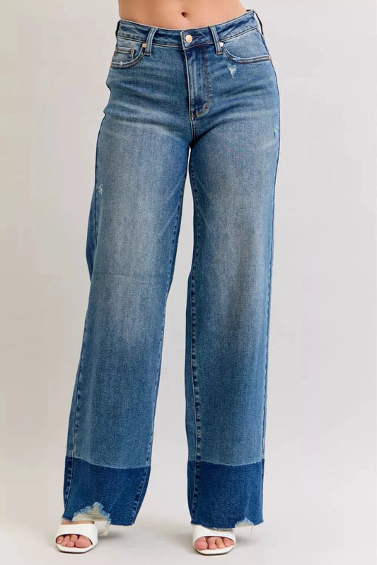 Judy Blue Raw Hem High Waist Column Straight Jeans by Judy Blue