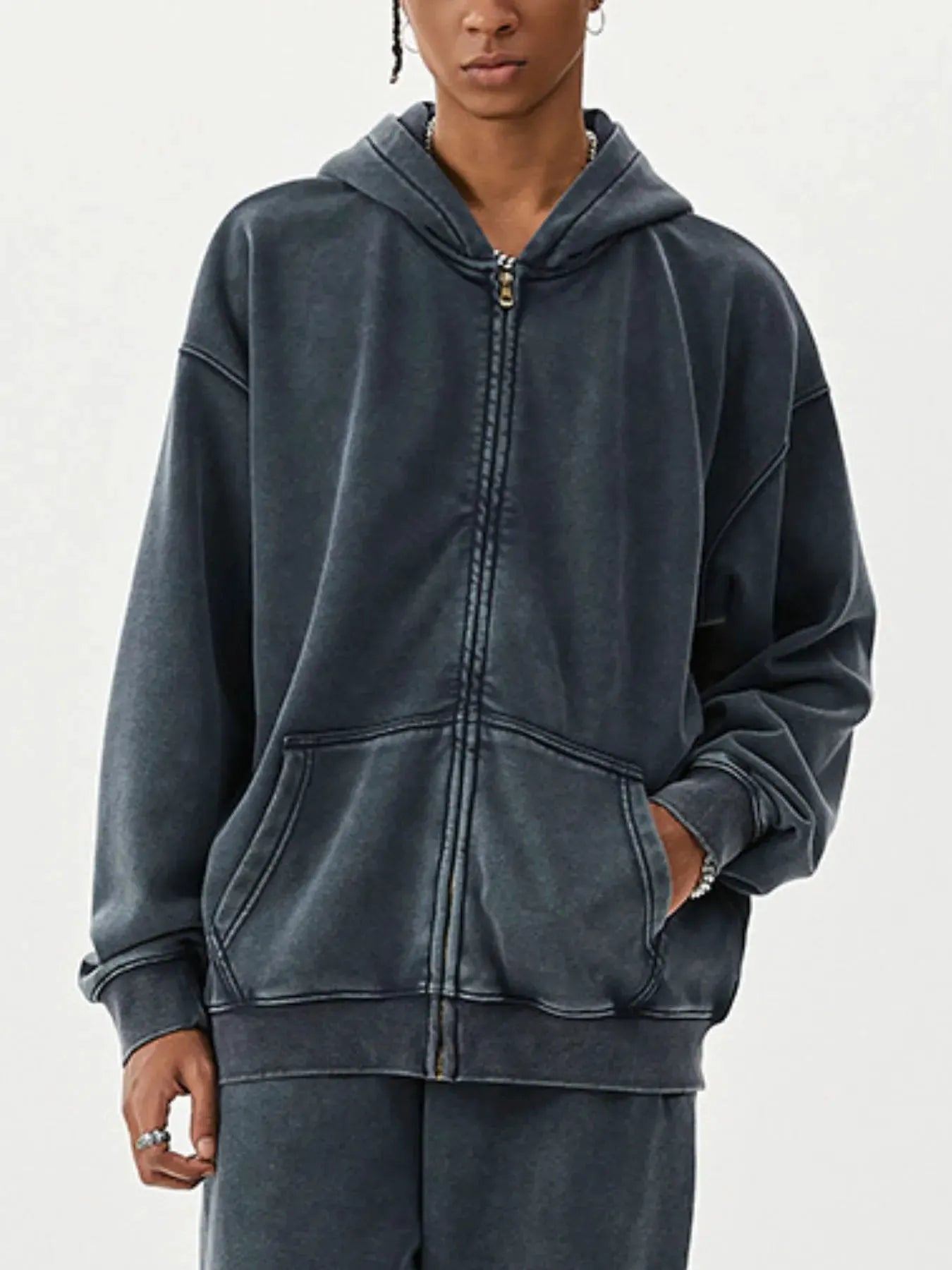 Men's Zip Up Long Sleeve Hoodie by Partner Label