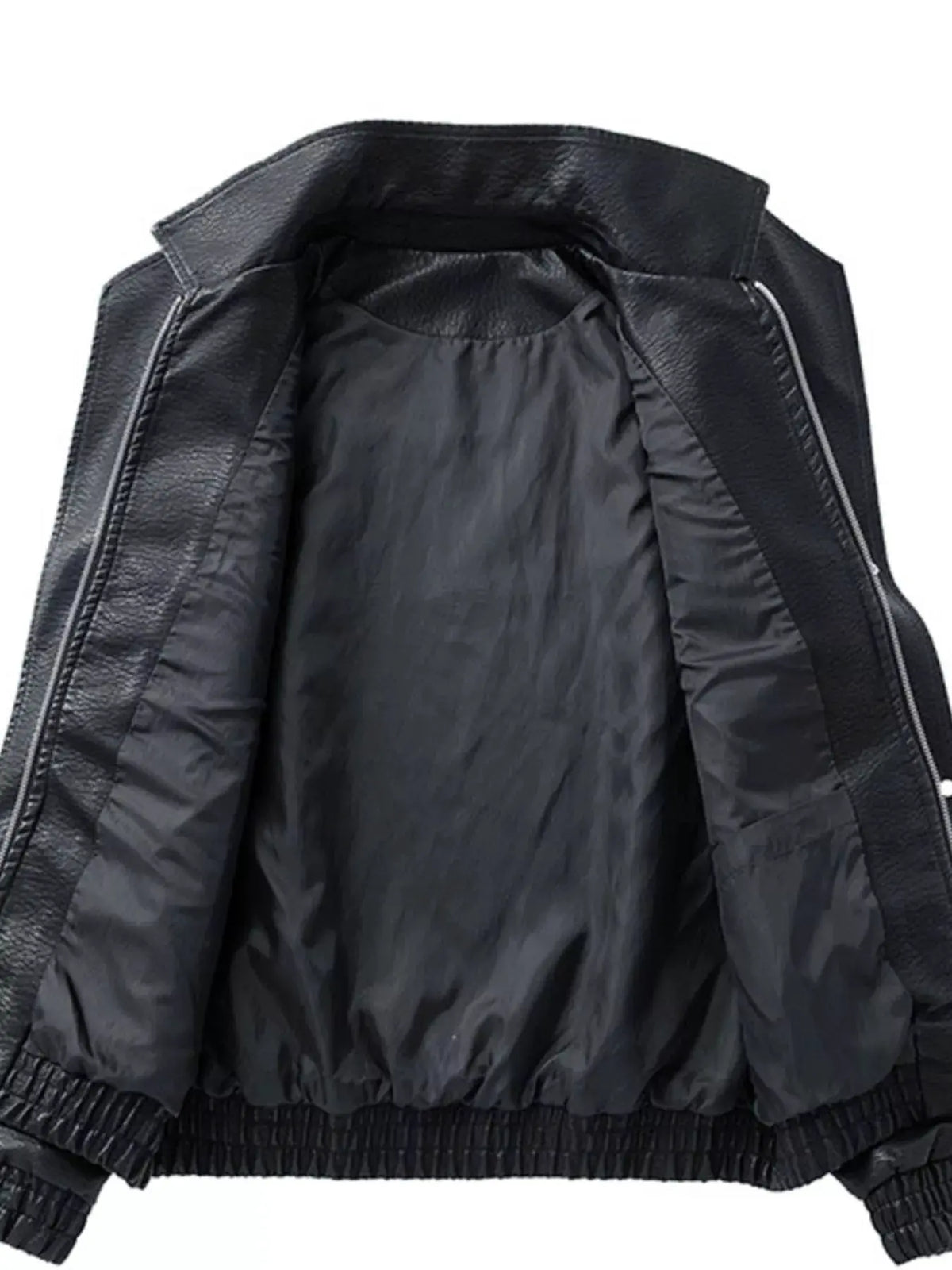 Men's Plus Size Faux Leather Bomber Jacket by Trendsi
