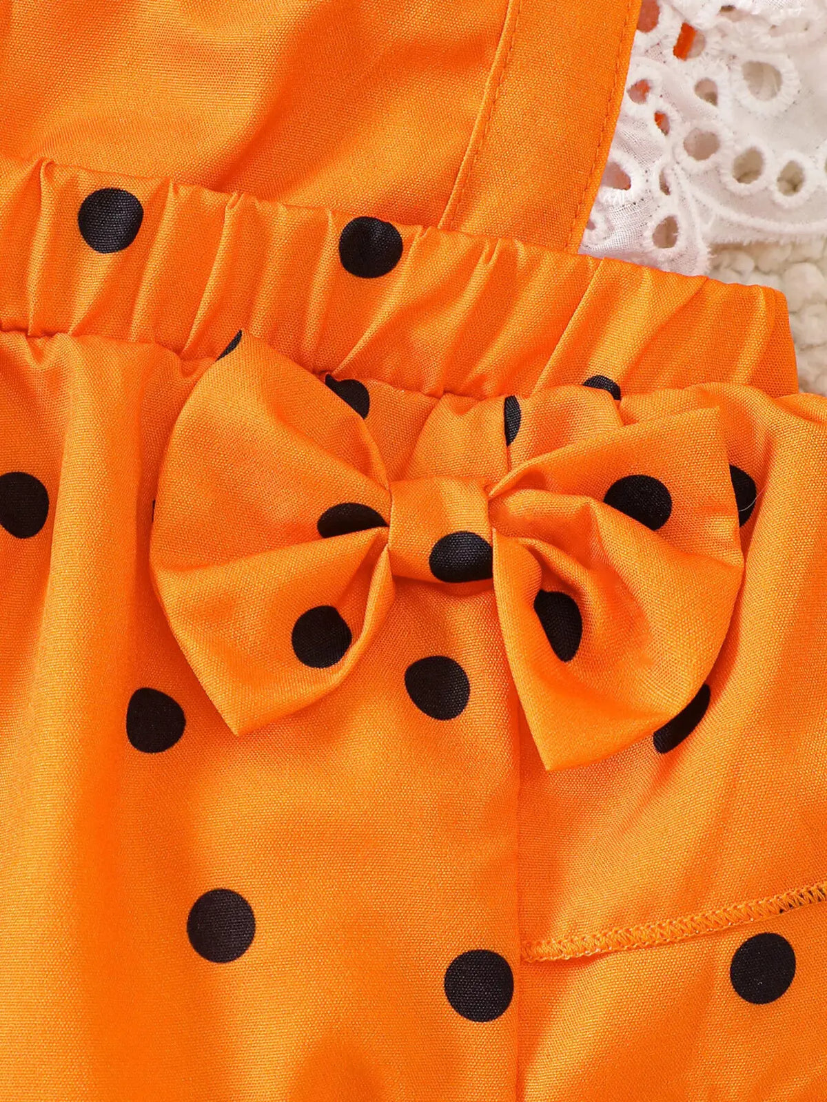 Children's Halloween Pumpkin Polka Dot Bodysuit and Headband Set by Trendsi
