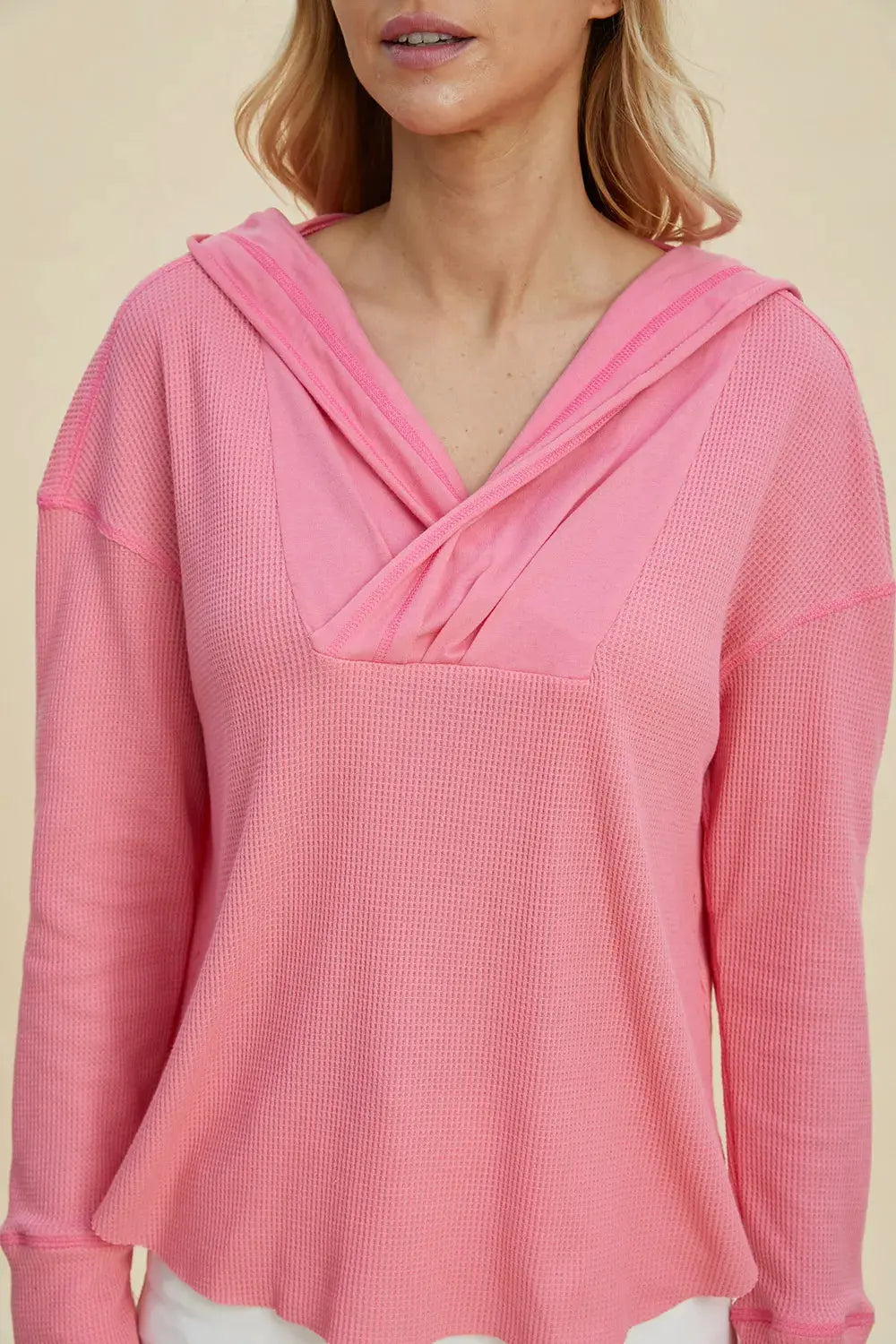 Double Take Full Size High-Low Dropped Shoulder Long Sleeve Hoodie by Double Take