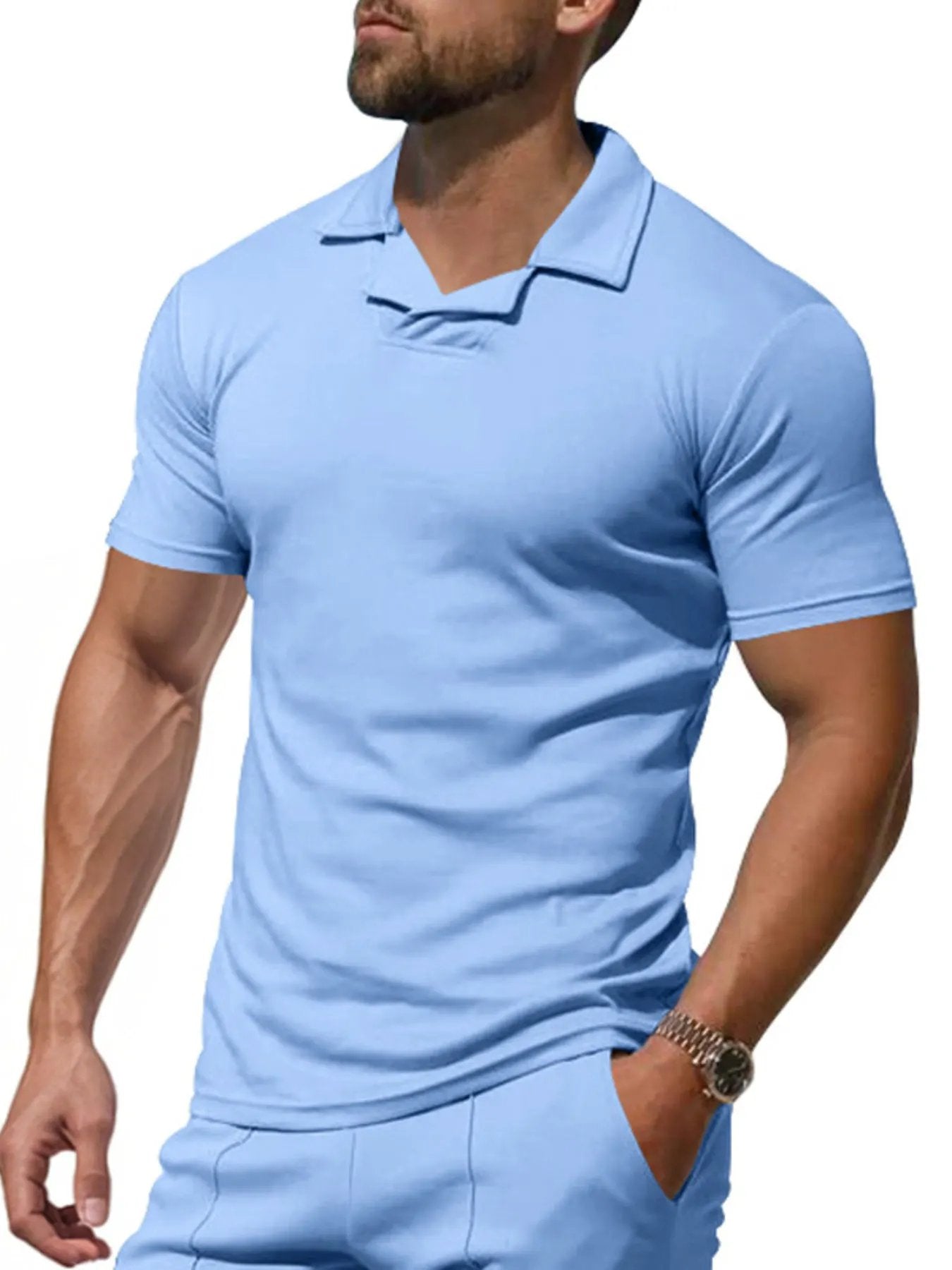 Men's Full Size Casual Short Sleeve Polo Plus Size by Trendsi