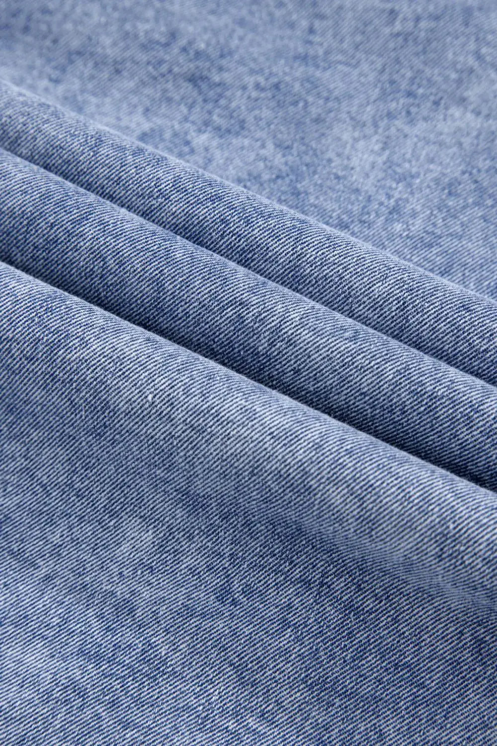 Raw Hem Button Down Long Sleeve Denim Dress by Partner Label