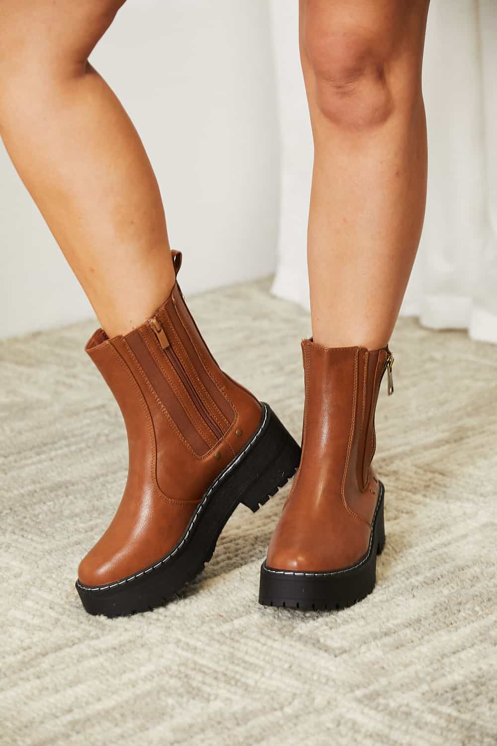 Forever Link Side Zip Platform Boots by Forever Link