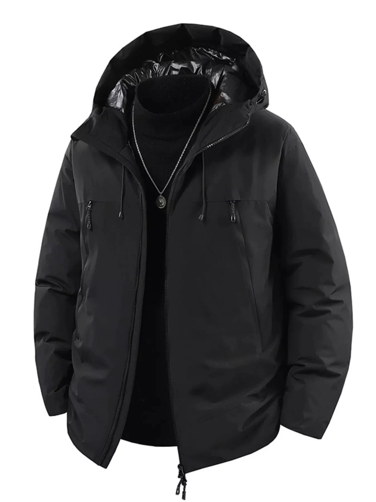Men's Plus Size Zip Up Hooded Puffer Jacket by Partner Label