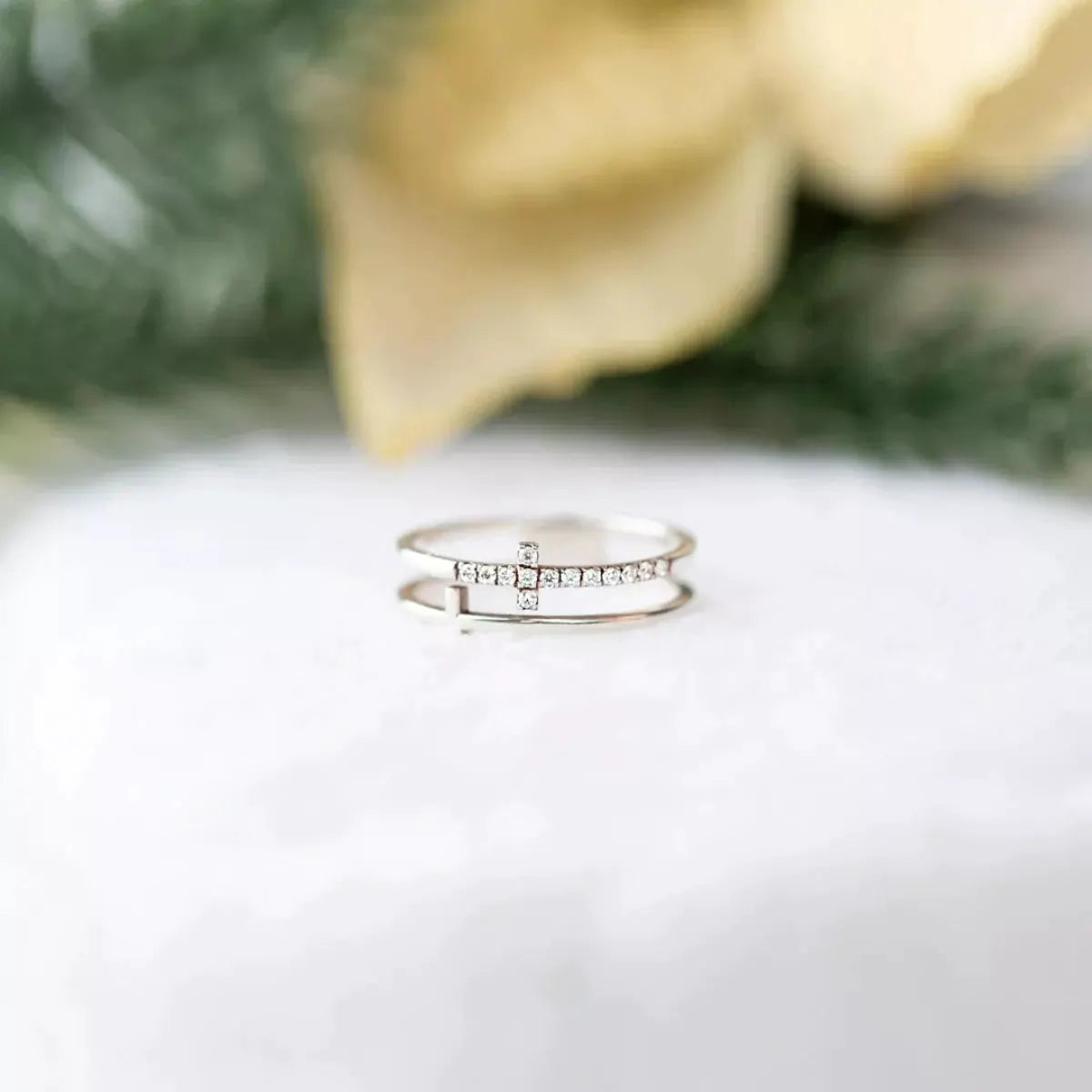Double Band Cross Ring by Partner Label