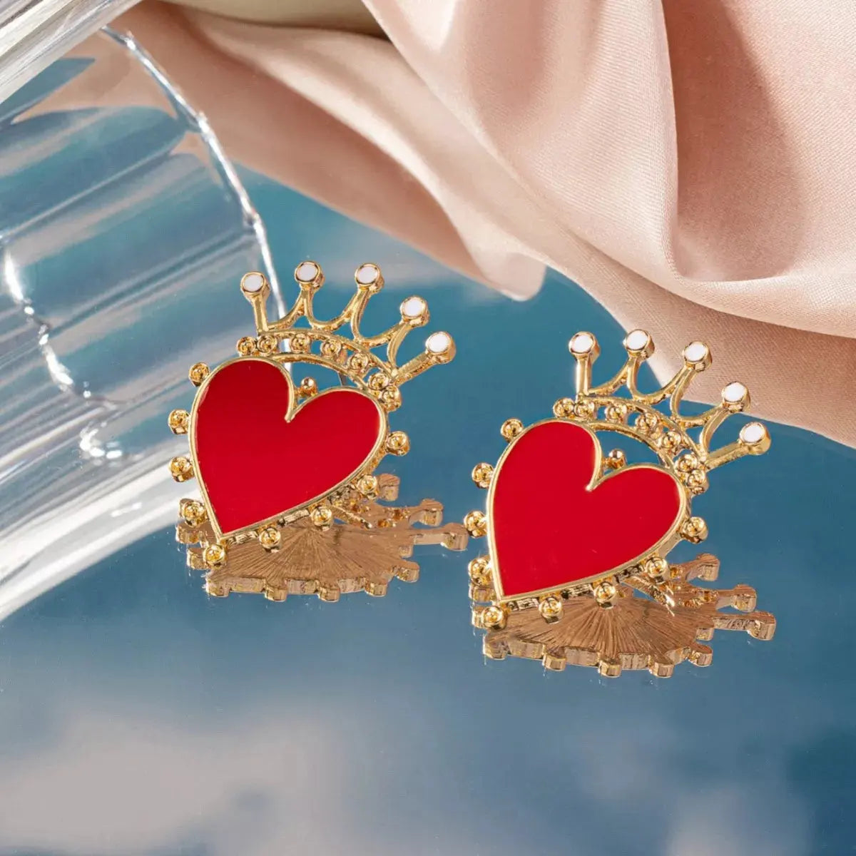 Crown Heart Stud Earrings by Partner Label