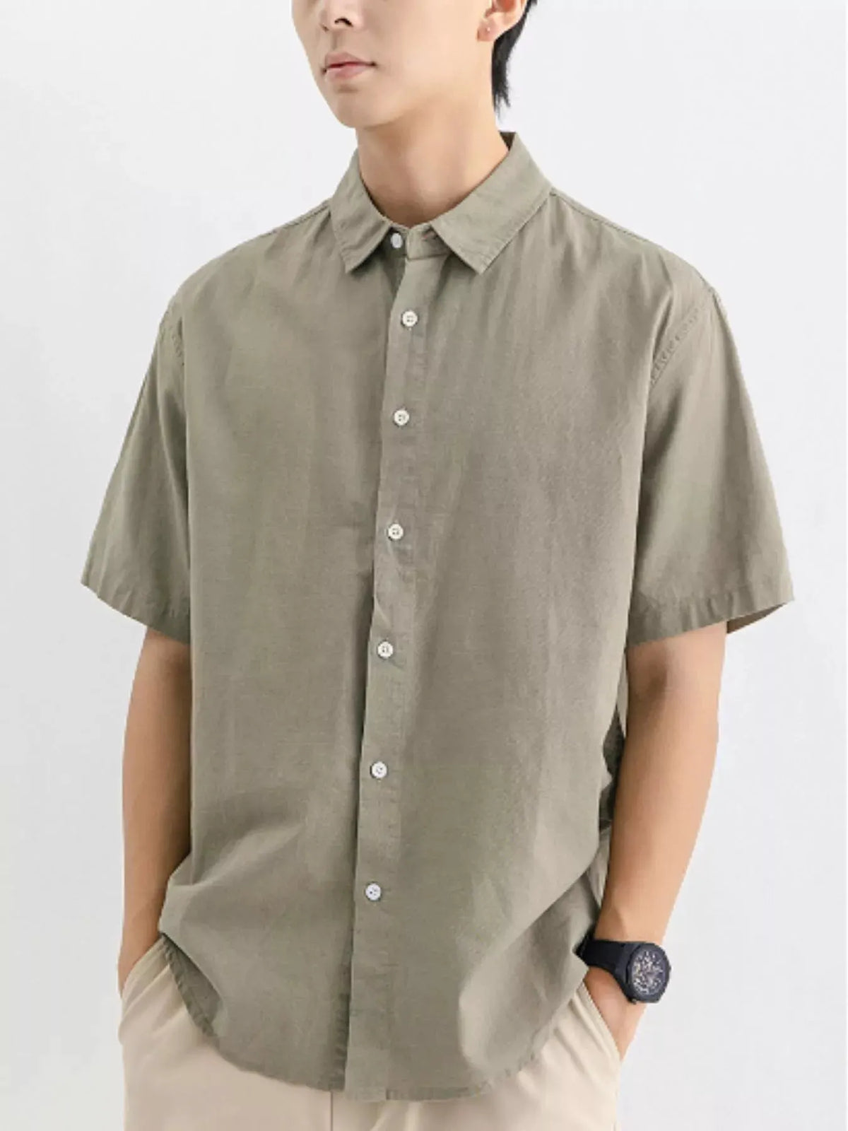 Men's Plus Size Casual Button Up Shirt by Trendsi