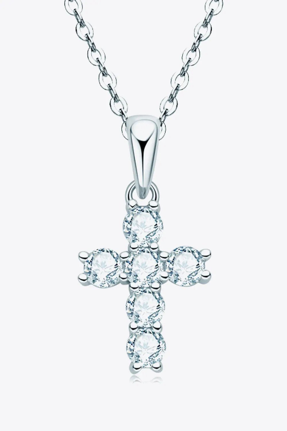 925 Sterling Silver Cross Moissanite Pendant Necklace by Partner Label