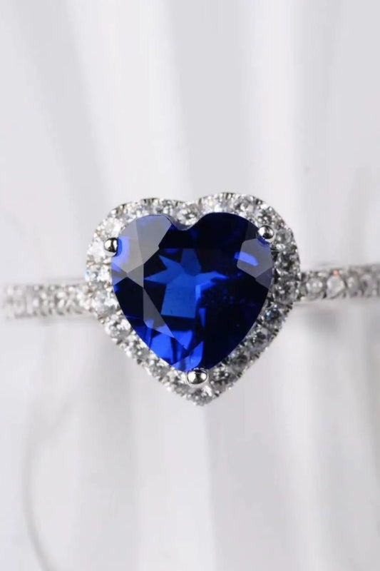 2 Carat Moissanite Heart-Shaped Side Stone Ring by Partner Label
