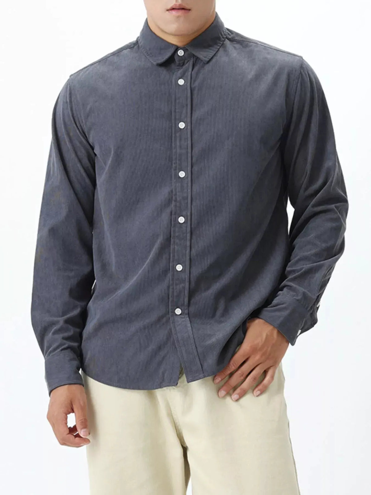 Men's Plus Size Button Up Long Sleeve Shirt by Trendsi