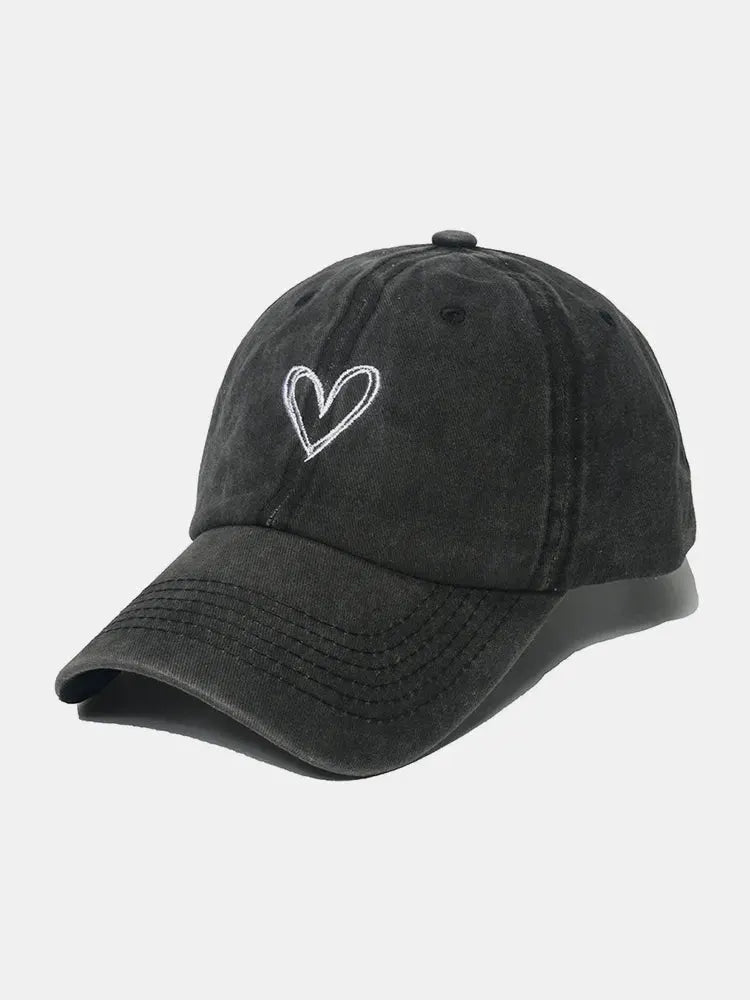 Embroidered Heart Washed Cotton Baseball Cap by Partner Label