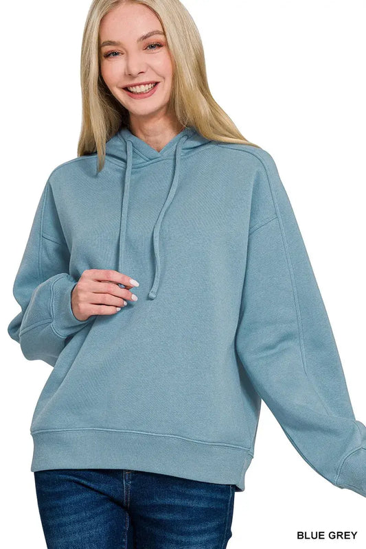 Zenana Drawstring Relaxed Fit Fleece Hoodie by Zenana