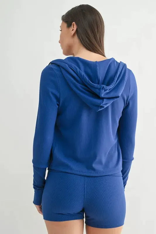 MONO B Ribbed Long Sleeve Hoodie by Partner Label