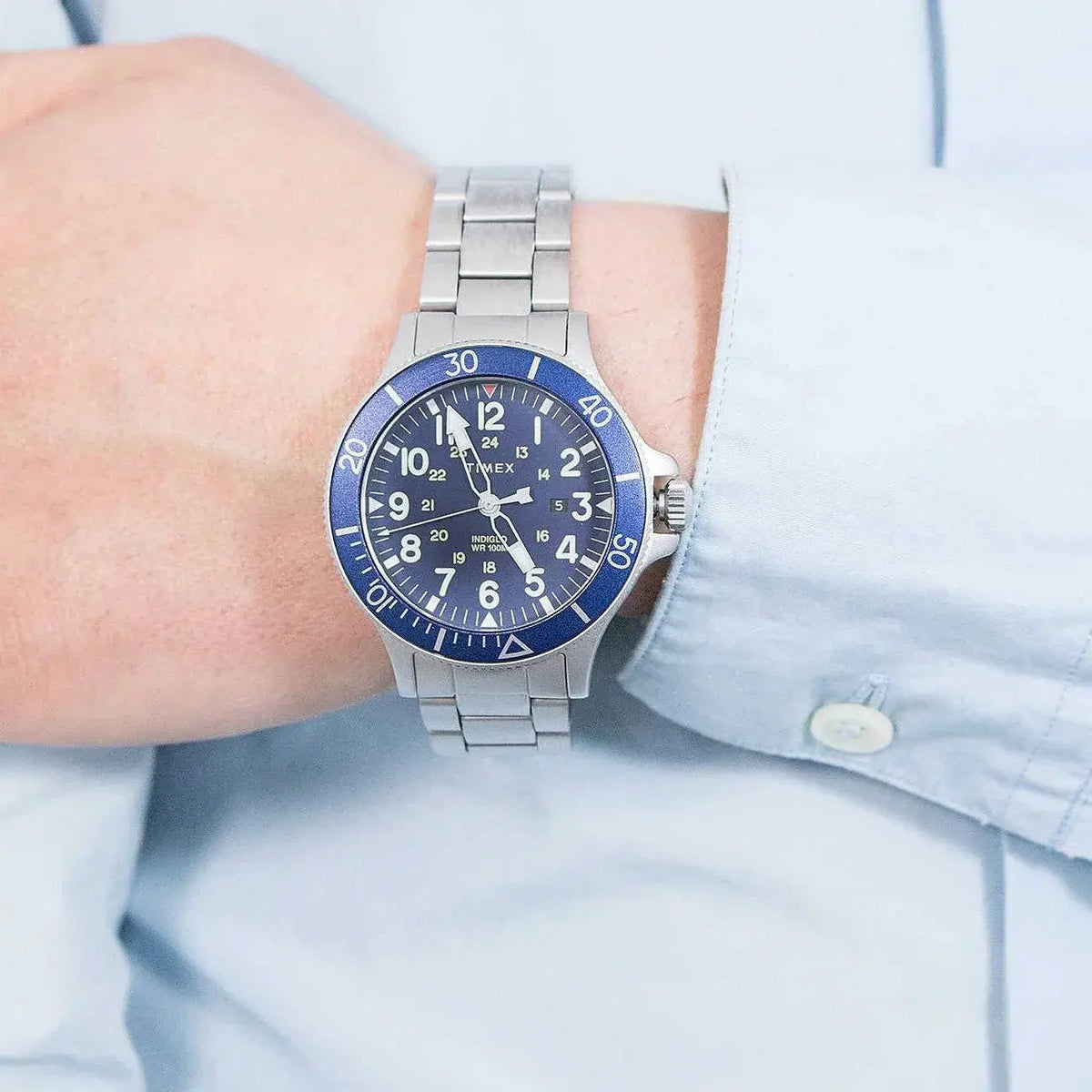 Timex Men's Silver Stainless Steel Watch, Blue Dial | Tw2r46000 by TIMEX