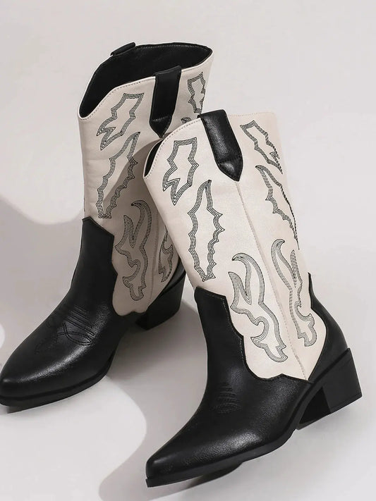Point Toe Block Heels Boots by Partner Label