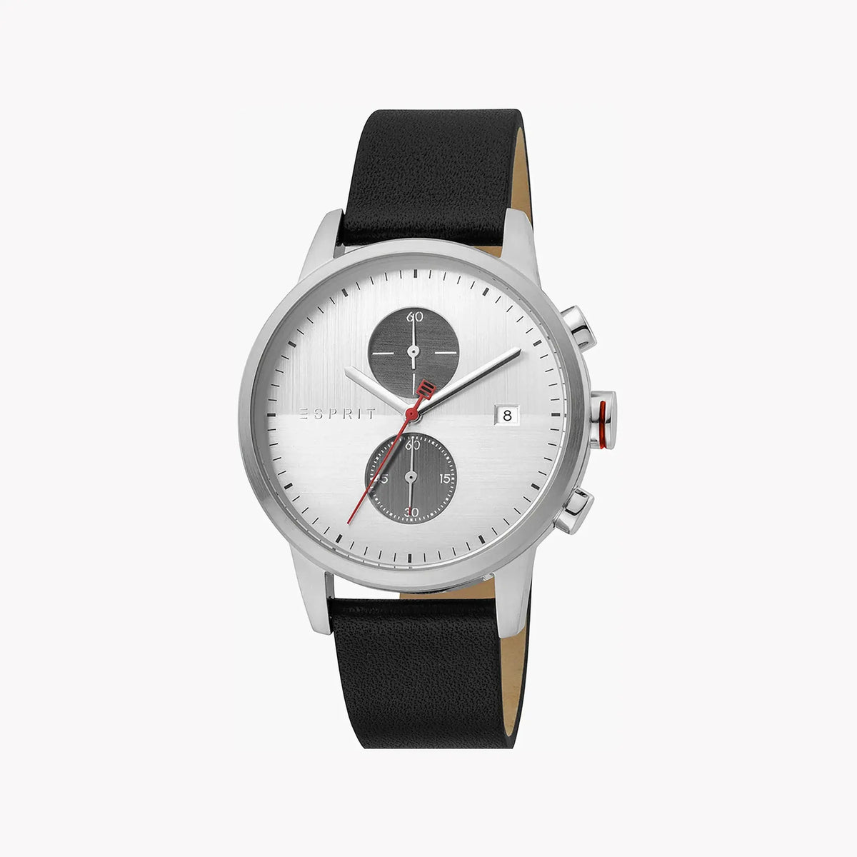 Esprit Men's Black Leather Watch, Silver Dial | Es1g034m0045 by ESPRIT