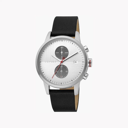 Esprit Men's Black Leather Watch, Silver Dial | Es1g034m0045 by ESPRIT