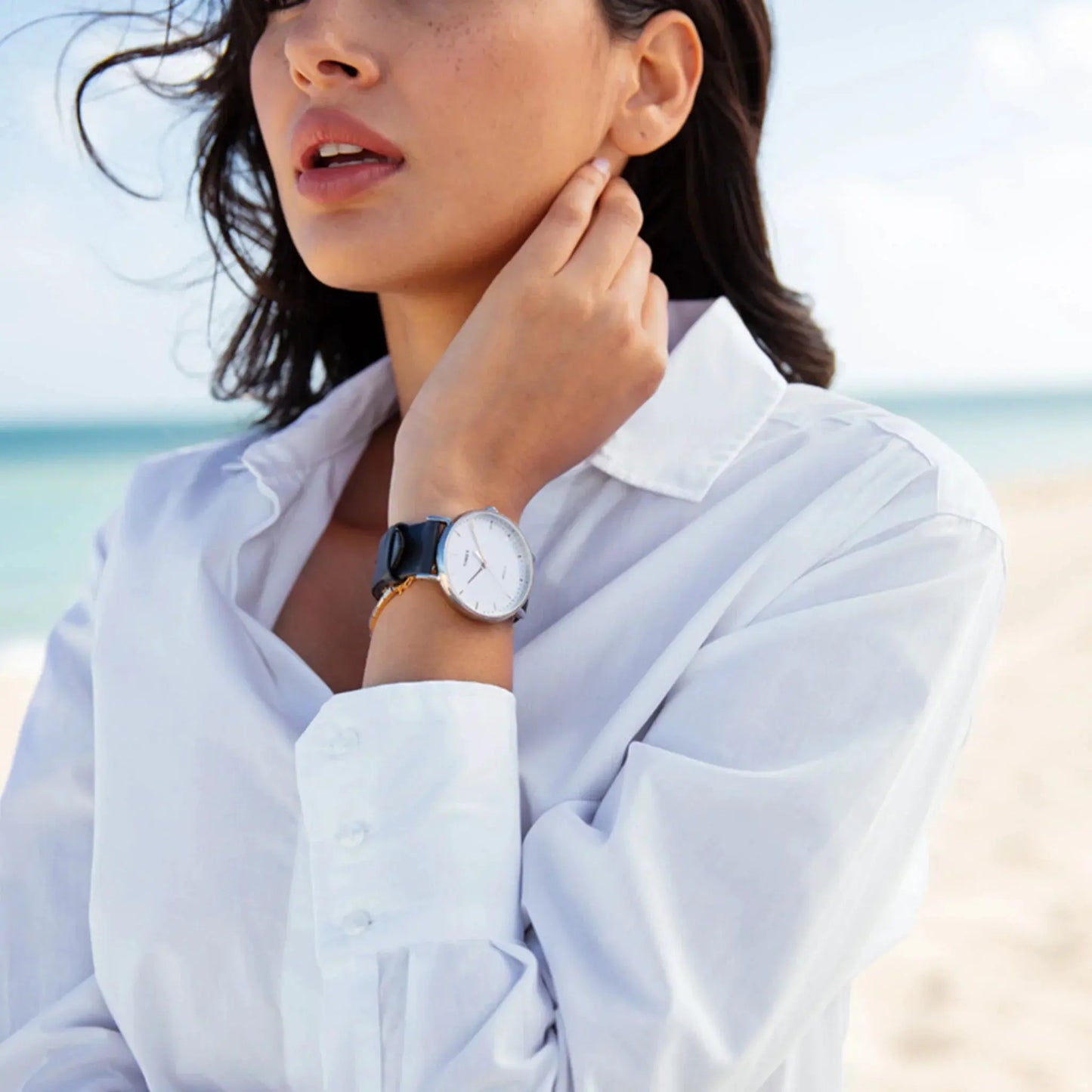 Timex Unisex Gray Leather Watch, White Dial | Tw2p91300 by TIMEX