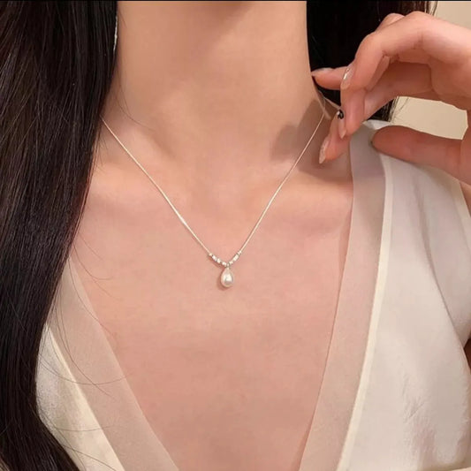 925 Sterling Silver Pearl Drop Necklace by Partner Labels