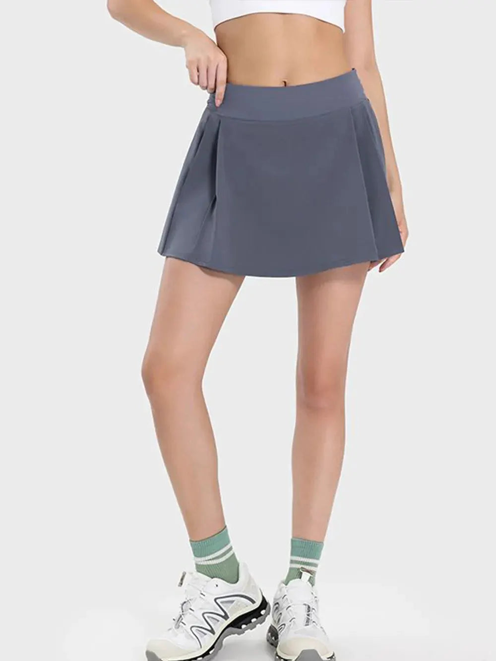 Millennia Pleated Detail Mid-Rise Waist Active Skirt by Millennia
