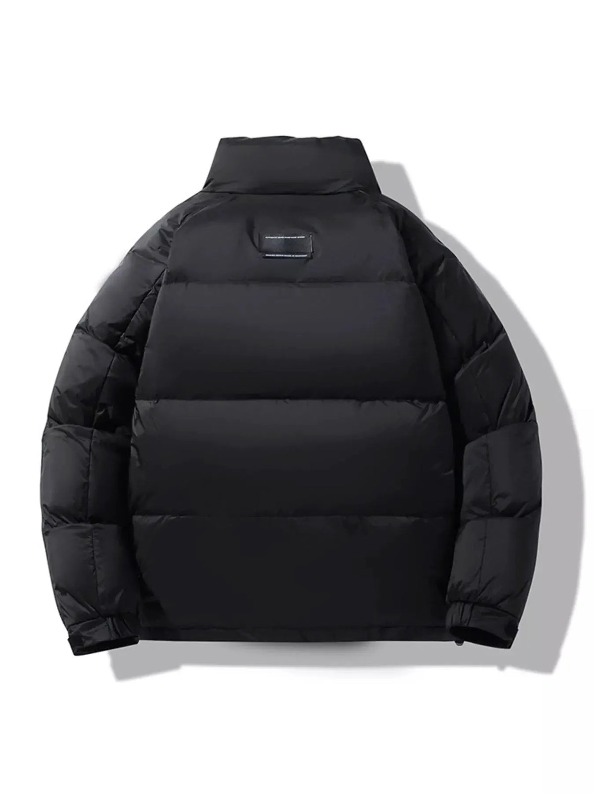 Men's Plus Size Stand Collar Puffer Jacket with Side Zipper Pockets by Partner Label