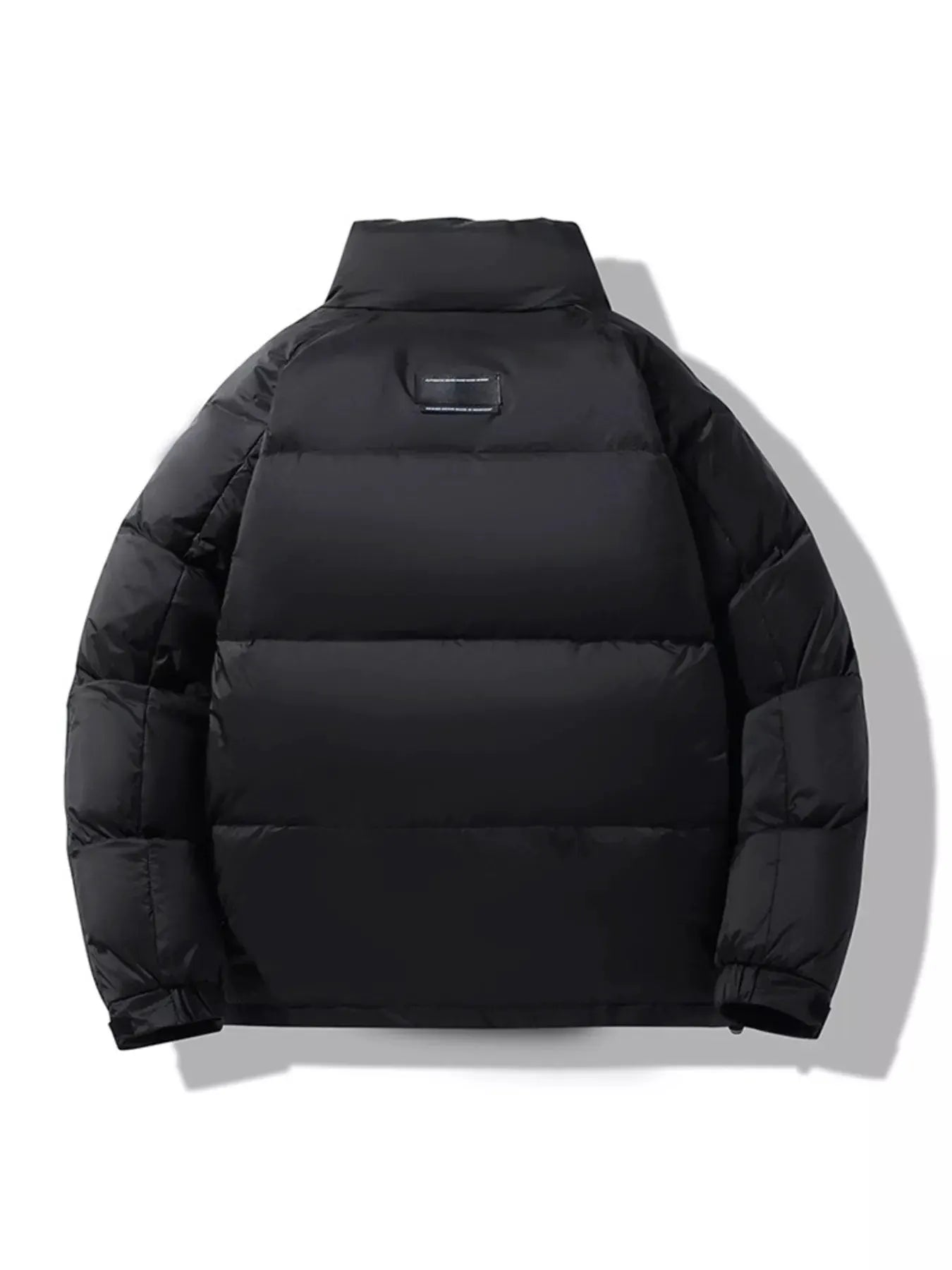 Men's Plus Size Stand Collar Puffer Jacket with Side Zipper Pockets by Partner Label