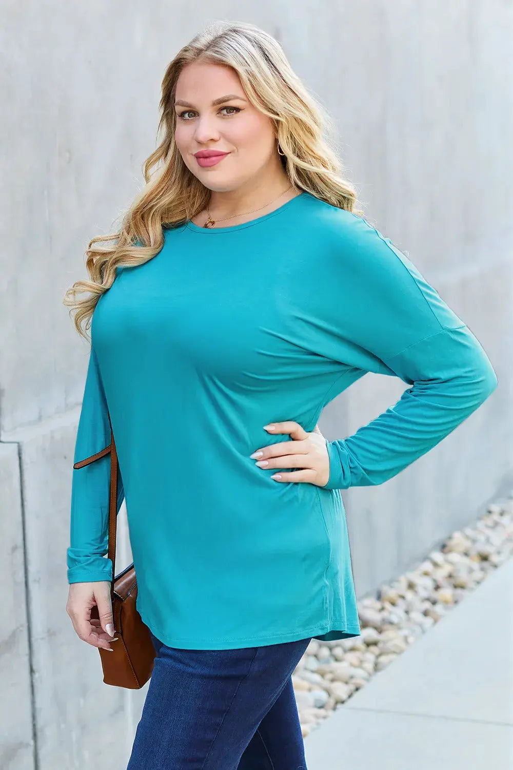 Basic Bae Full Size Round Neck Dropped Shoulder T-Shirt by Basic Bae