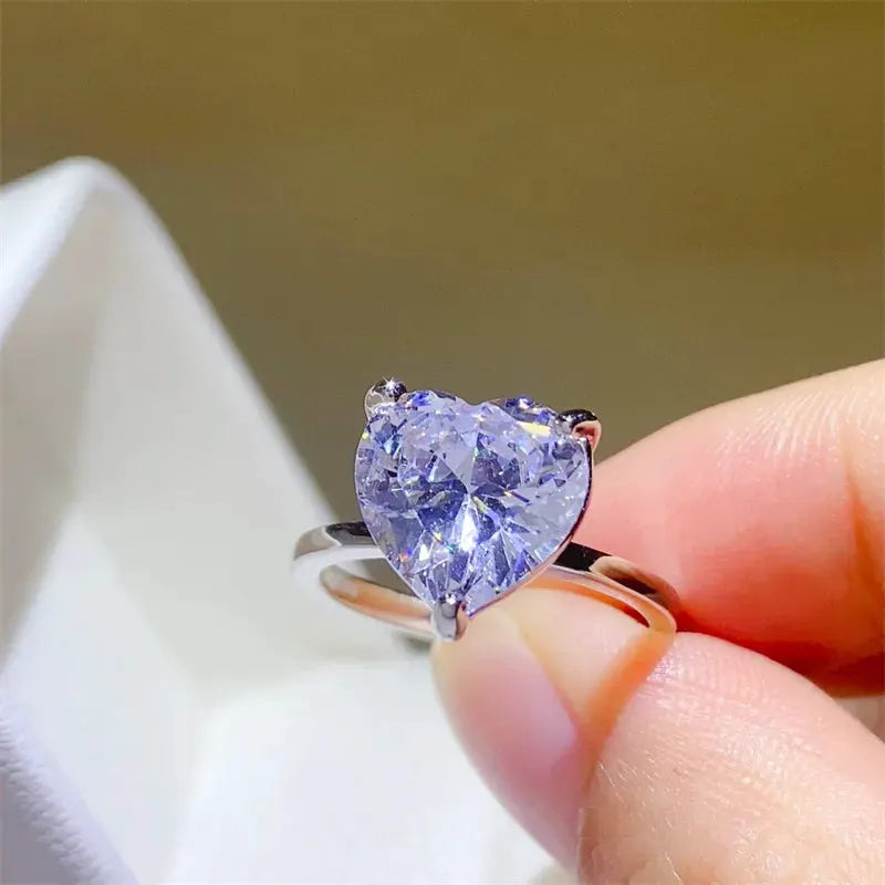 5 Carat 925 Sterling Silver Moissanite Heart Shape Ring by Partner Label