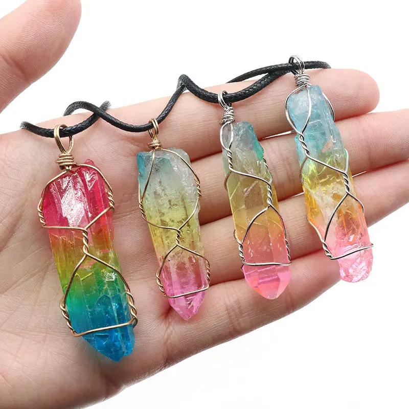 Hot Selling Stone Crystal Pillar Tree Of Life Pendant Ins Fashion Necklace by Maiden-Art