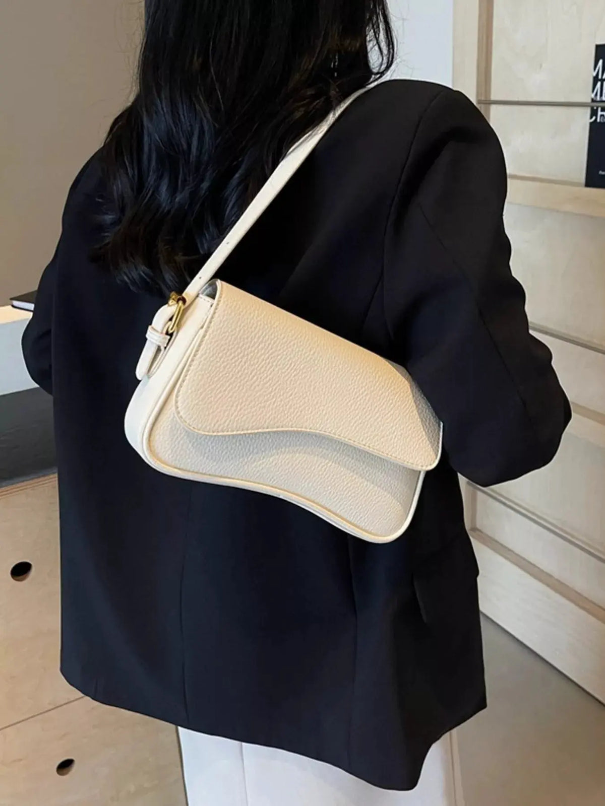 Solid Color Leather Crossbody Bag by Partner Label