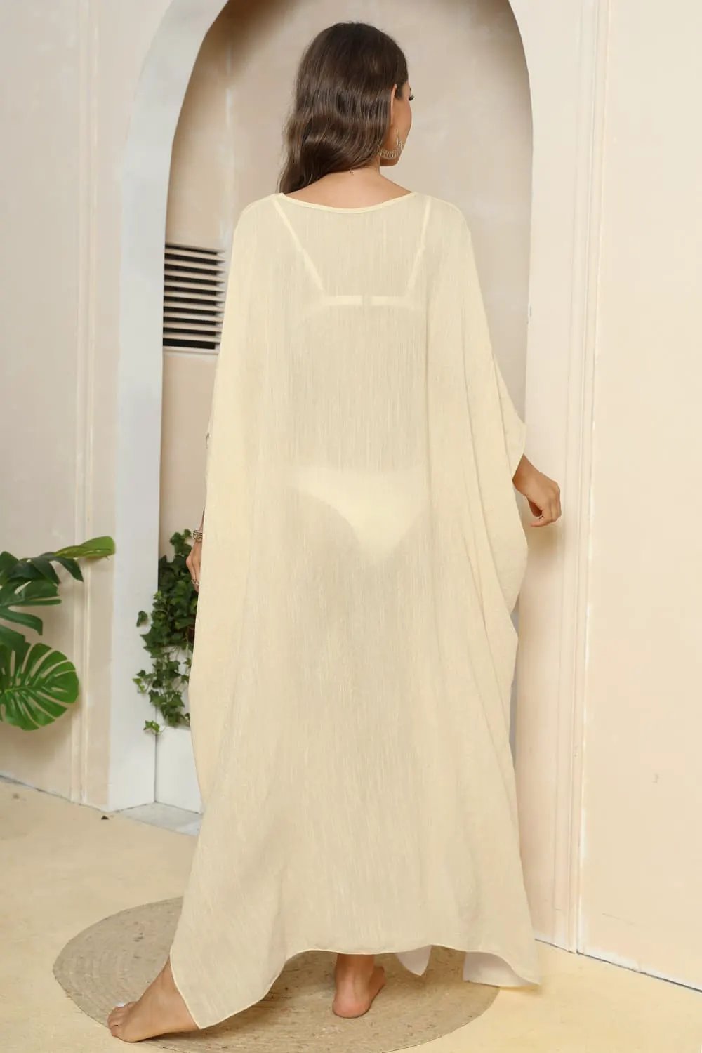 V-Neck Three-Quarter Sleeve Cover-Up by Partner Labels