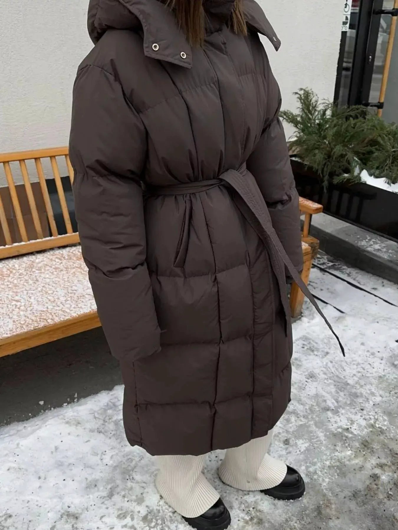 Longline Padded Winter Coat with Belted Waist | Partner Labels Selection by Partner Label