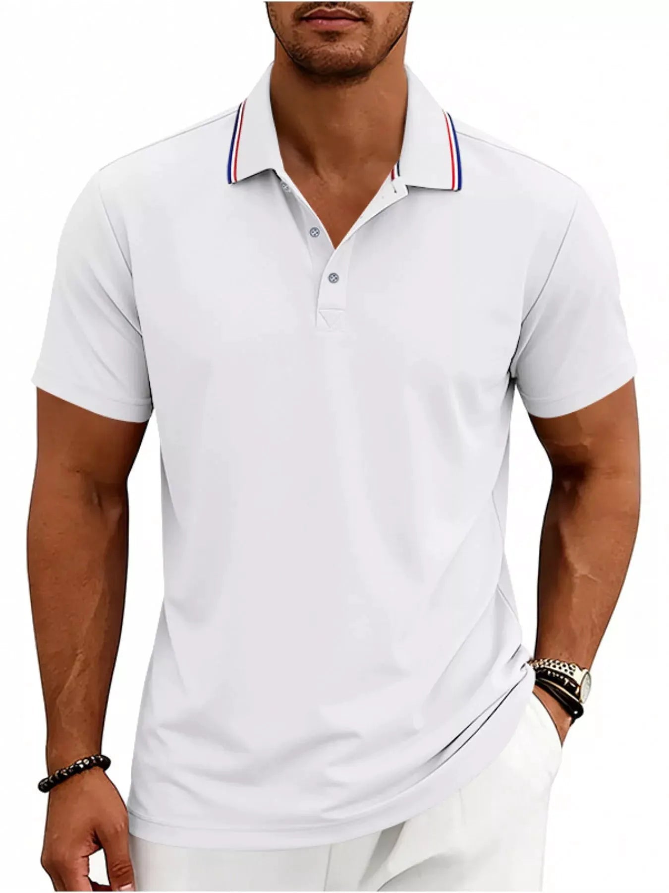 Men's Full Size Casual Button Detail Polo Plus Size by Trendsi