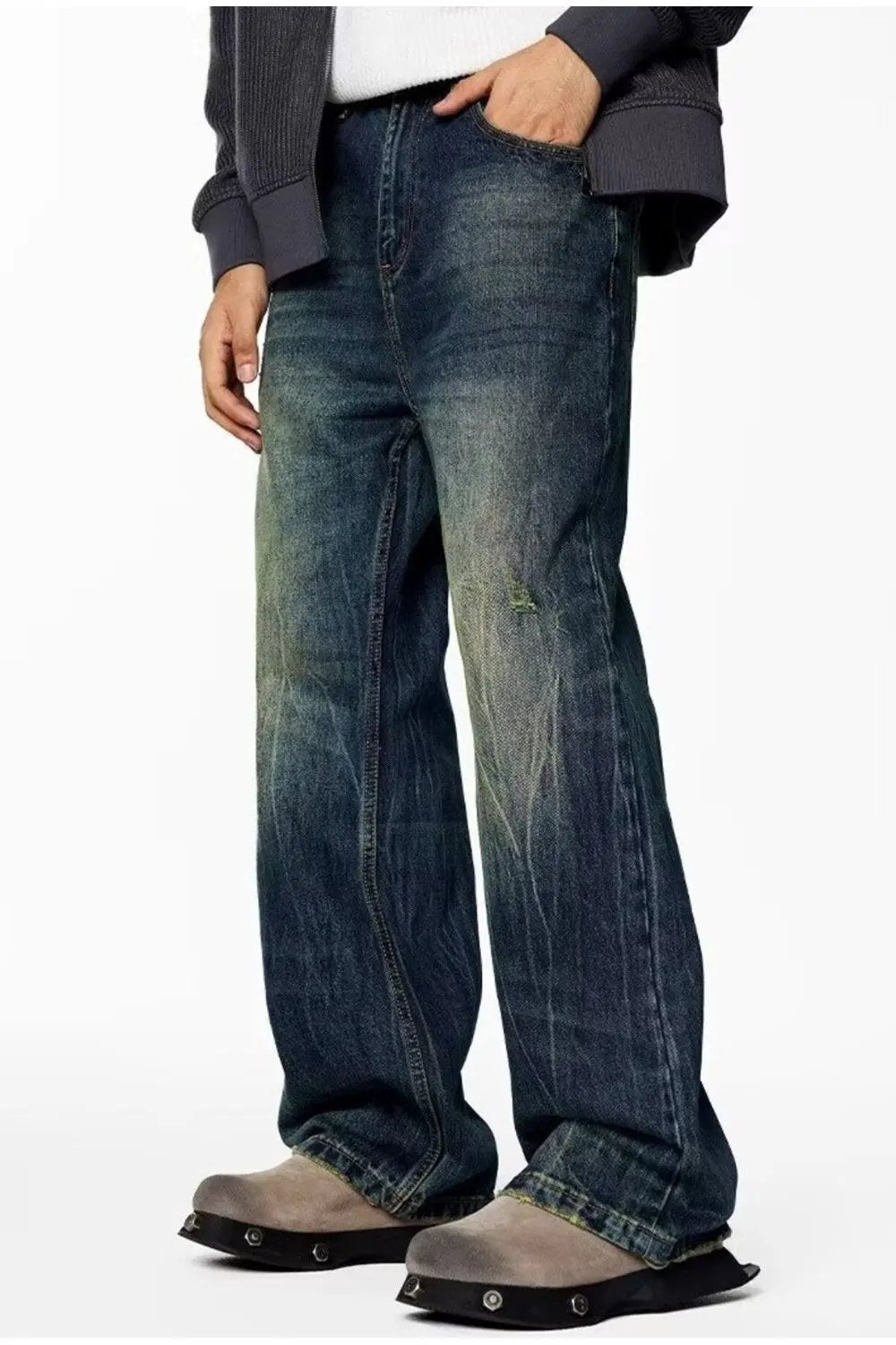 Men's Full Size Wash Wide Leg Jeans Plus Size by Partner Label